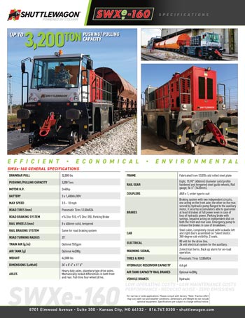 SWXe160 - Shuttlewagon Electric Mobile Railcar Movers