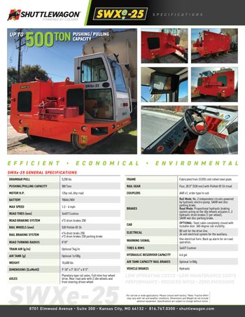 SWXe25 - Shuttlewagon Electric Mobile Railcar Movers