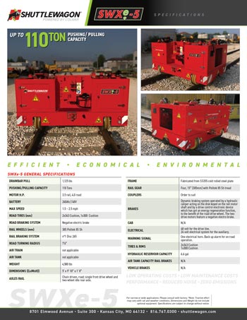 SWXe5 - Shuttlewagon Electric Mobile Railcar Movers