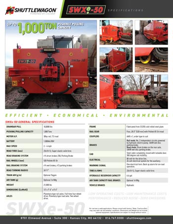 SWXe50 - Shuttlewagon Electric Mobile Railcar Movers