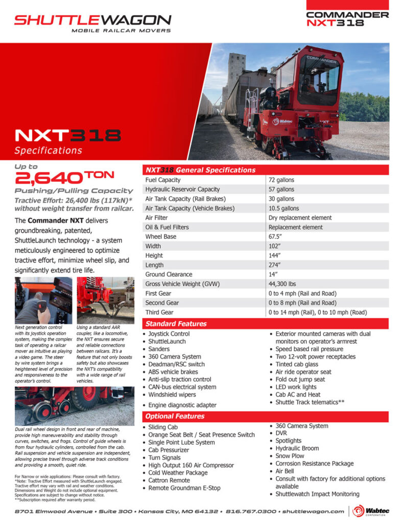 Shuttlewagon 2025 NXT318 SpecSheet