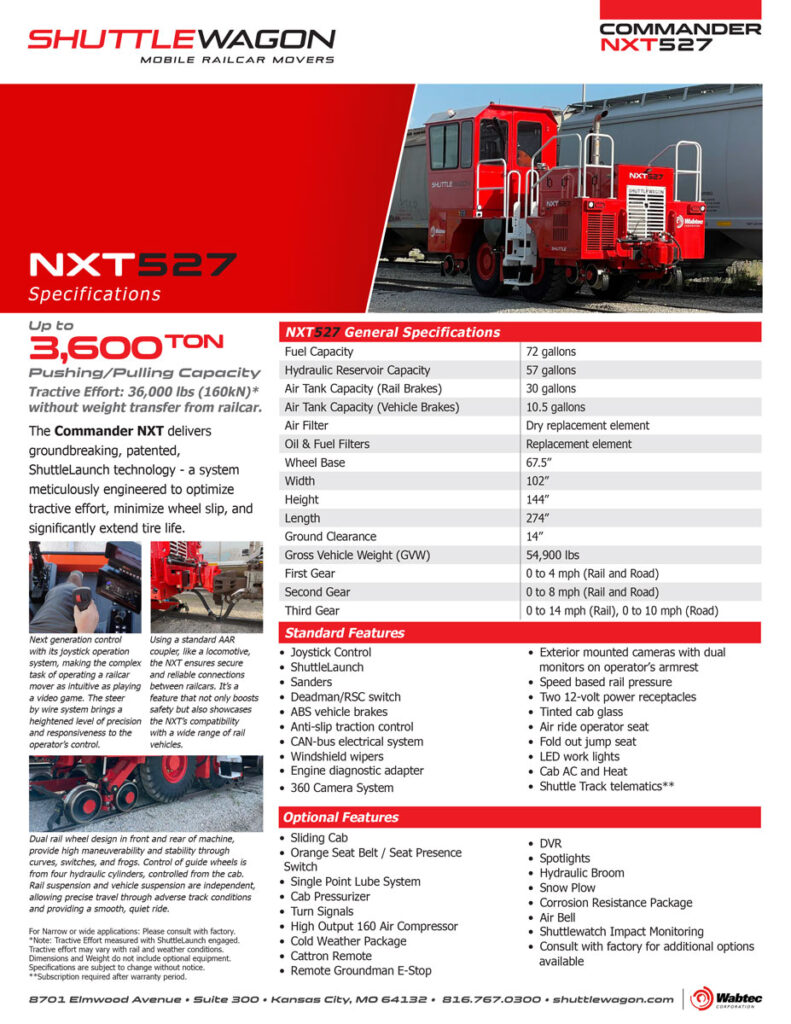 Shuttlewagon 2025 NXT527 SpecSheet