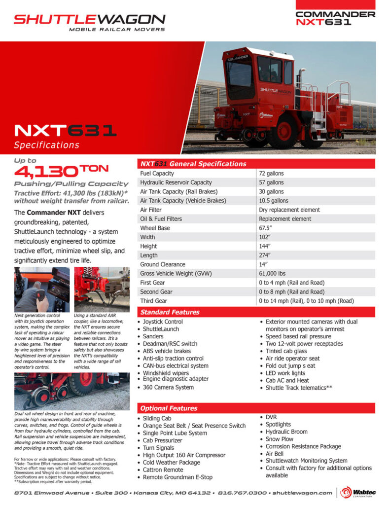 Shuttlewagon 2025 NXT631 SpecSheet