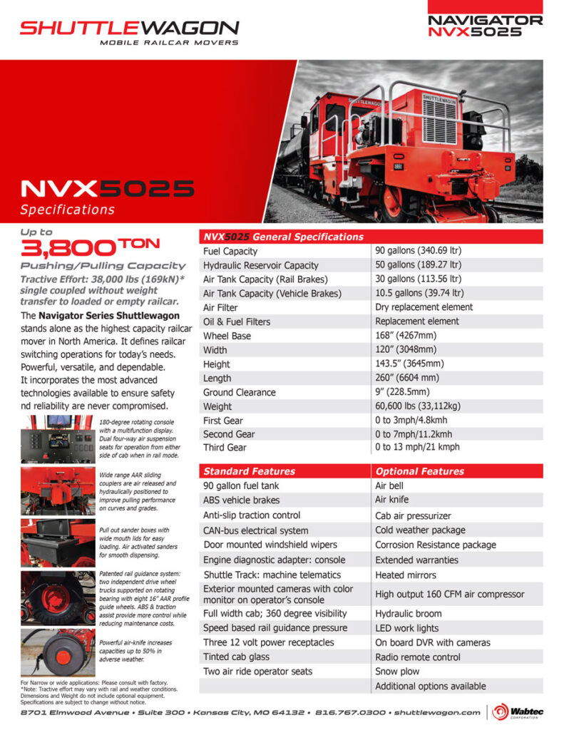 Shuttlewagon 2025 NVX5025 SpecSheet